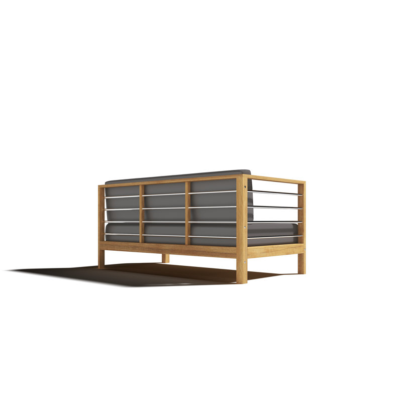 Ensemble de conversation modulaire d'extérieur en teck avec coussins Sunbrella 7 pièces Leon, Gris