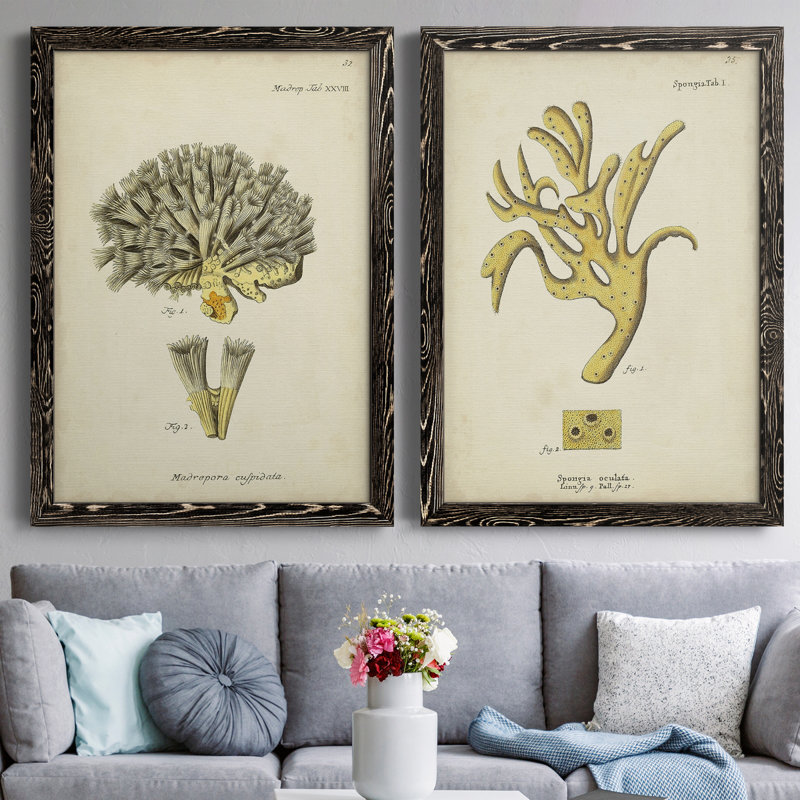 Toile encadrée écrue corail XIP Remium - prête à être accrochée, H 37,5 po x l 55 po x P 1,5 po, Toile avec cadre noir