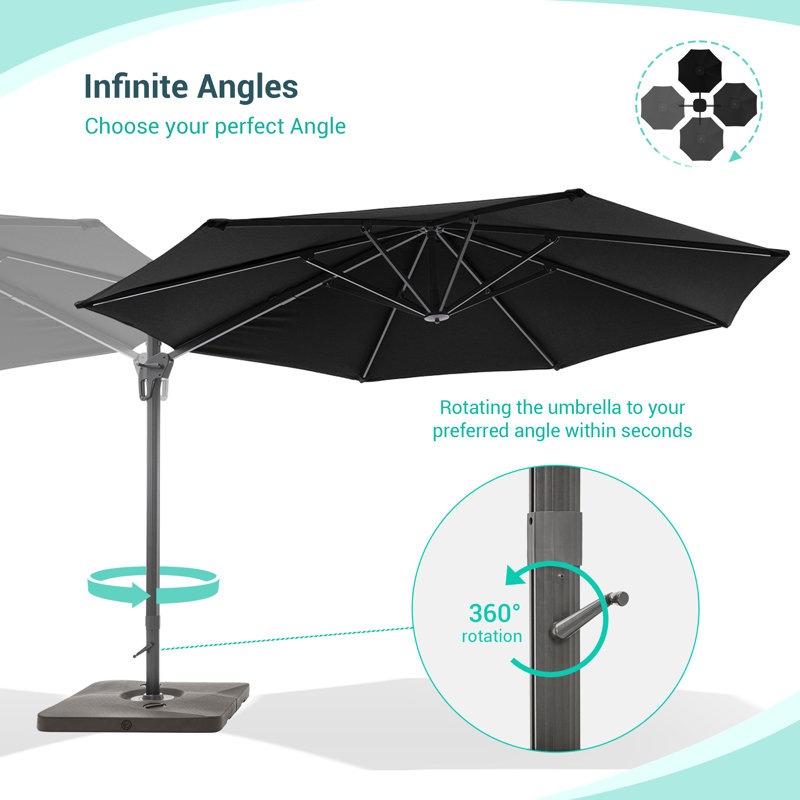 Parasol en porte-à-faux 11 pi Danasha, Noir