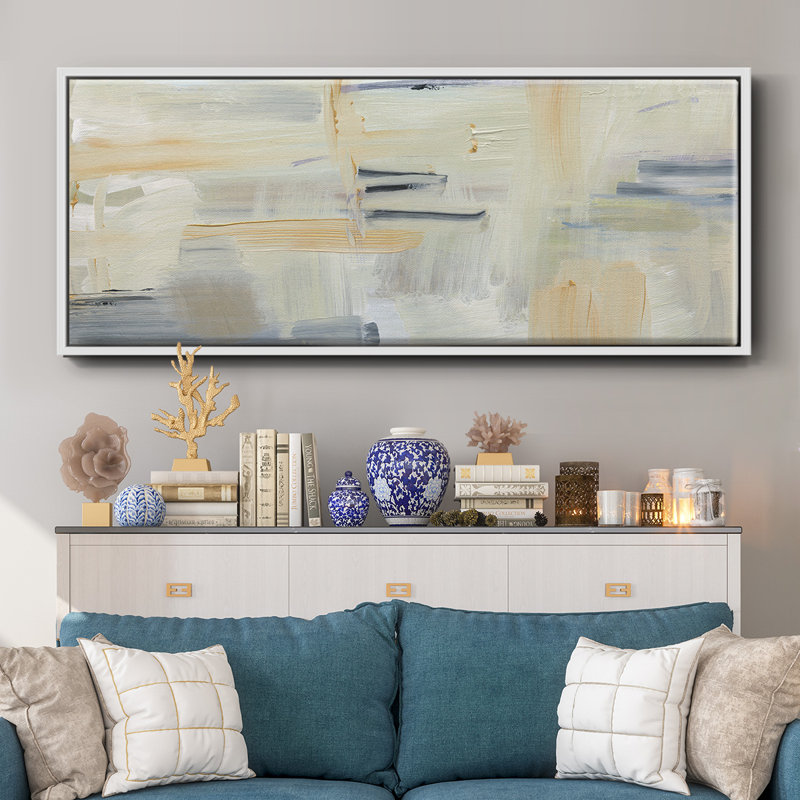 Gray andGold Abstract- Framed Canvas, 20" H x 50" W
