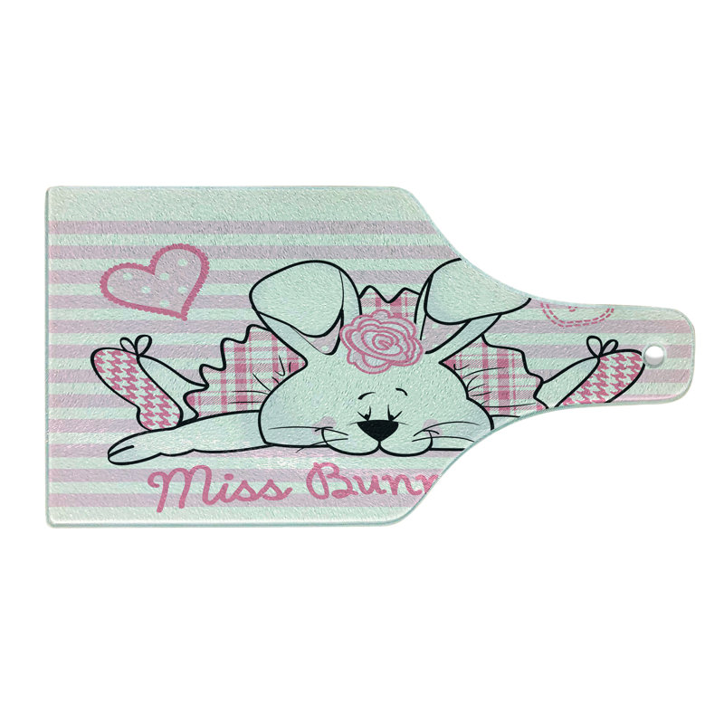 Planche à découper en verre trempé Ambesonne Miss Bunny Hoop Love