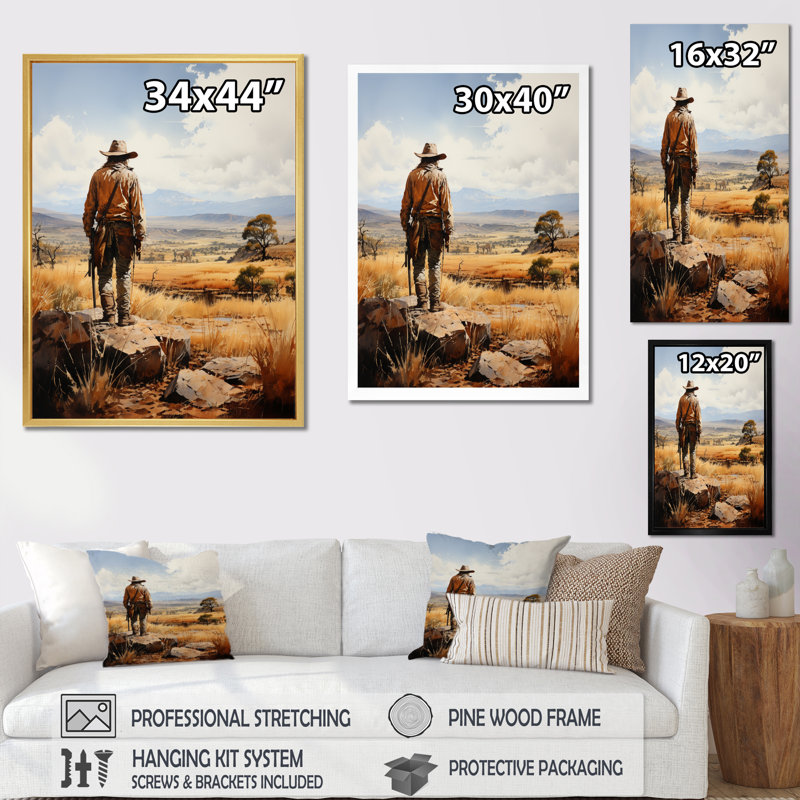 Peirson Cowboy Quiet Contemplation sur toile, H 32 po x l 16 po, Toile tendue