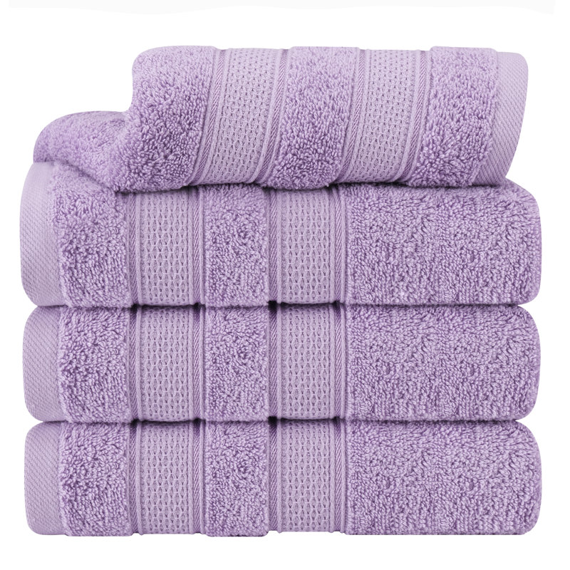  100% Cotton 4 Piece Hand Towels For Bathroom, Lilac