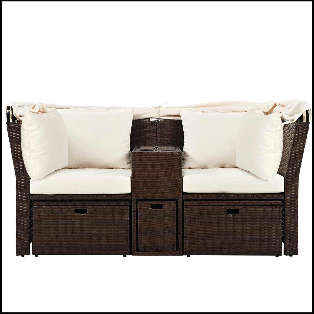 2-Seater Outdoor Patio Daybed Red Barrel Studio® Cushion 