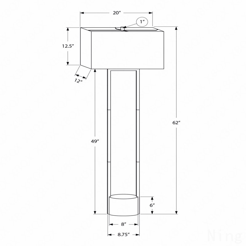 Lighting, H 62 po, lampe sur pied, métal noir, abat-jour ivoire / crème, contemporain