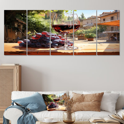 Sweeping Burgundy Cabernet Wine II - Wine 5 Piece Wall Art Decor Set