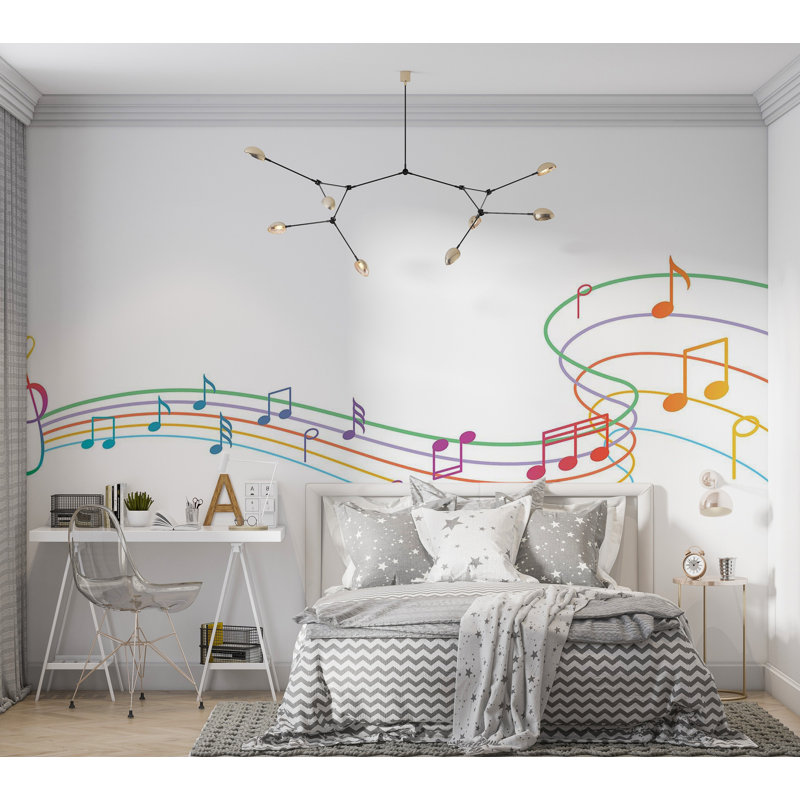 Papier peint de qualité supérieure - Notes de musique colorées, L 120 po x l 180 po