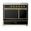 Cuisinière à induction 40 pouces avec 6 éléments à induction en noir brillant (garniture laiton) Majestic III Series-124828871-124828840