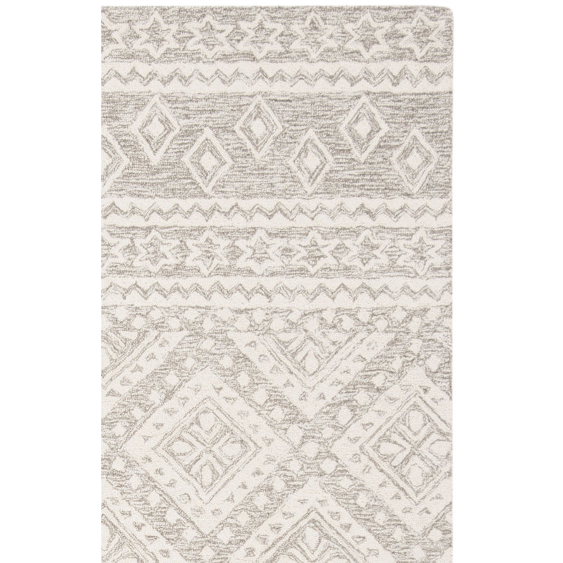 Tapis géométrique en laine et en coton touffeté à la main Abou, Rectangle 4 pi x 6 pi