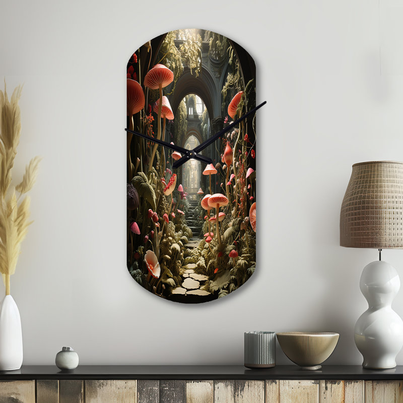 Horloge murale champignon Kartar The Secret Garden - champignon asymétrique, Grand