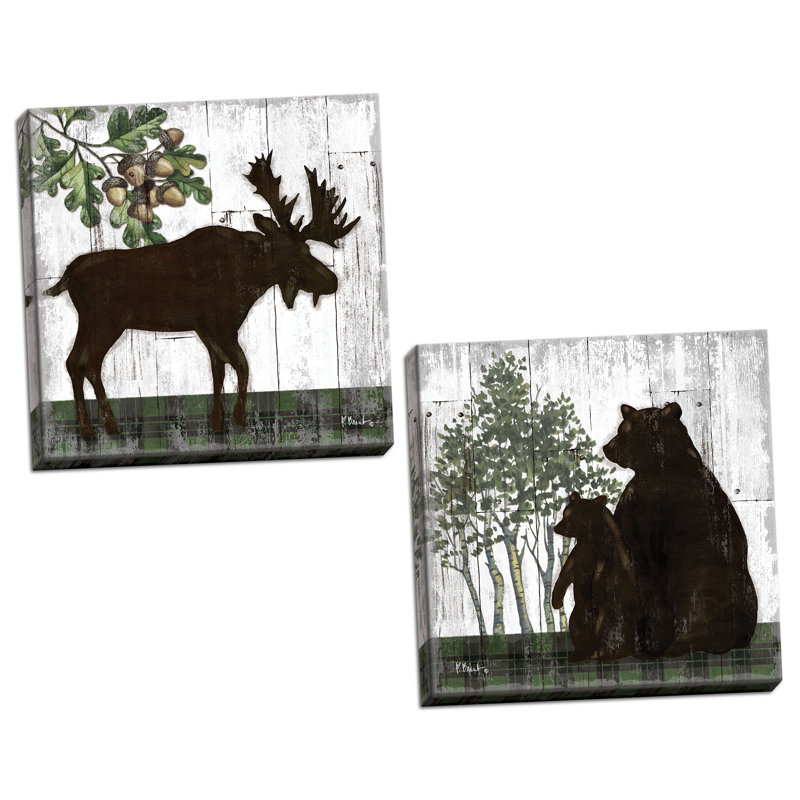 Wildwood Lodge III et IV par Paul Brent - ensemble de 2 reproductions, H 12 po x l 12 po x P 0,75 po, Toile tendue