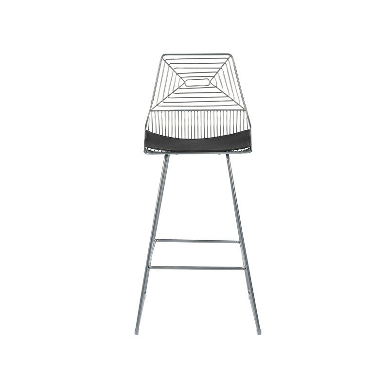 Anjail Upholstered Counter Stool with Metal Frame, Silver