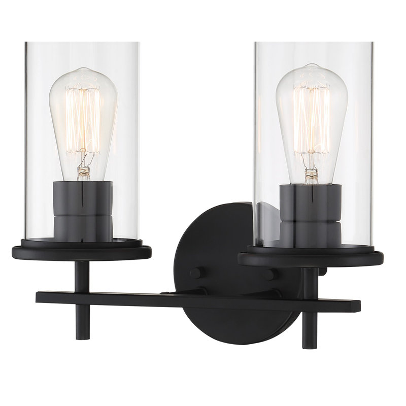 Éclairage de salle de bain à intensité variable à 2 lumières Ashten, Noir, Transparent