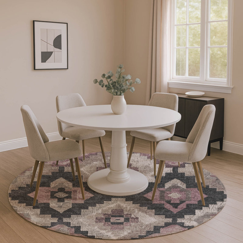 Premium Machine Washable Farolt AMF1894 Aztec Rug, Round 8'