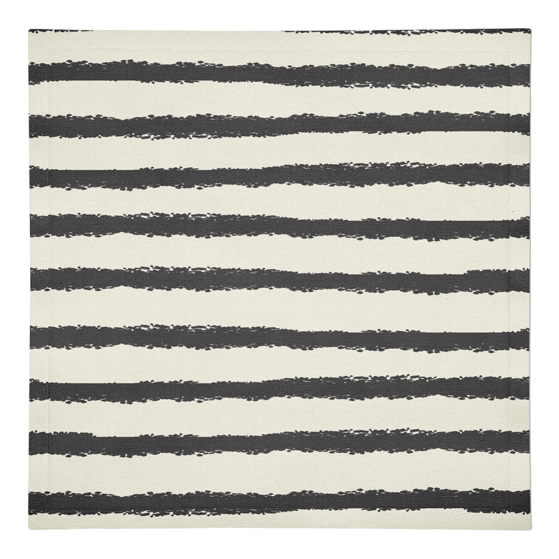 Cotton Striped Square Napkin, Cream/Black