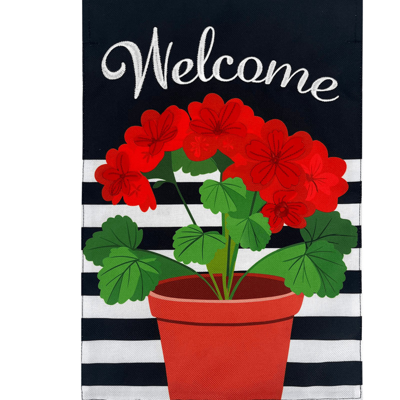 Potted Red Geraniums Garden Flag