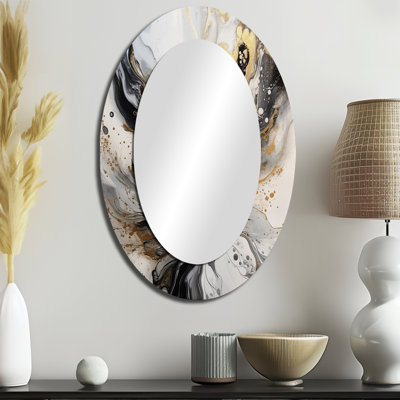 Peinture avec tourbillon de marbre II - Miroir mural moderne ovale