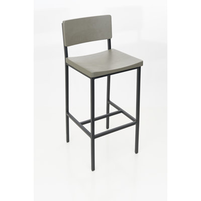 Michael Barstool, Gray Ash Wood Seat & Back - Steel Frame - Sand Black Finish