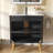 30 in. Single Sink Freestanding Black Bath Vanity with White Ceramic Top, Adjustable Shelves, Soft-Close Hinges-976911771