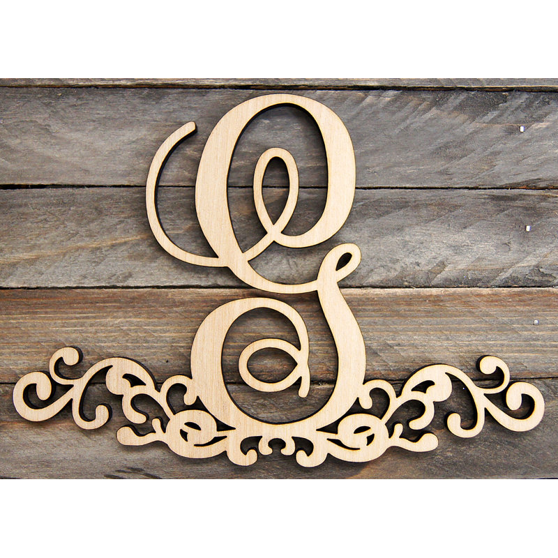 Décoration murale lettre monogramme en bois décoré, S