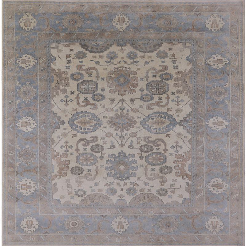 Tapis oriental brun / bleu / beige Arkay, Carré 3 pis