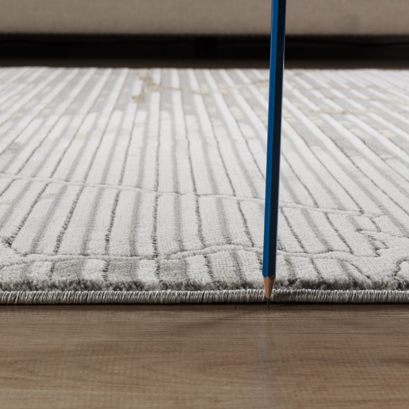 Tapis gris - motif géométrique - 8 x 10, Rectangle 7 pi 10 po x 10 pi 6 po