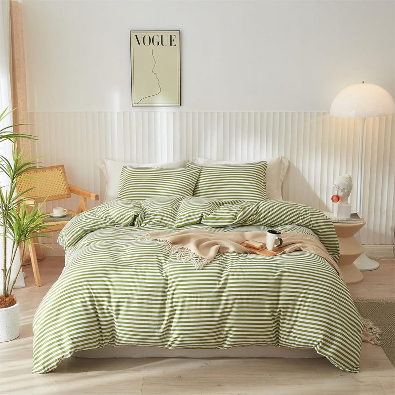 Microfiber Modern Style Comforter Set, King Duvet Cover + 2 King Pillowcases