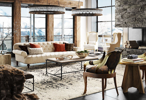 A living room with a neutral color palette.
