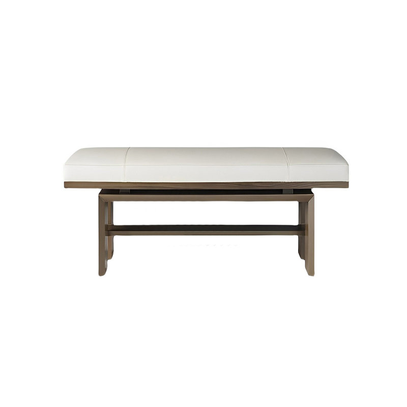 Banc rembourré en cuir massif, H 17,71 po x l 47,24 po x P 15,74 po