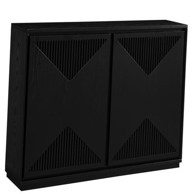 Mid Century Modern V-shape Storage Cabinet, Buffet Cabinet with Storage, Narrow Side Cabinet for Living Room Entryway Hallway Kitchen, Coffee Bar