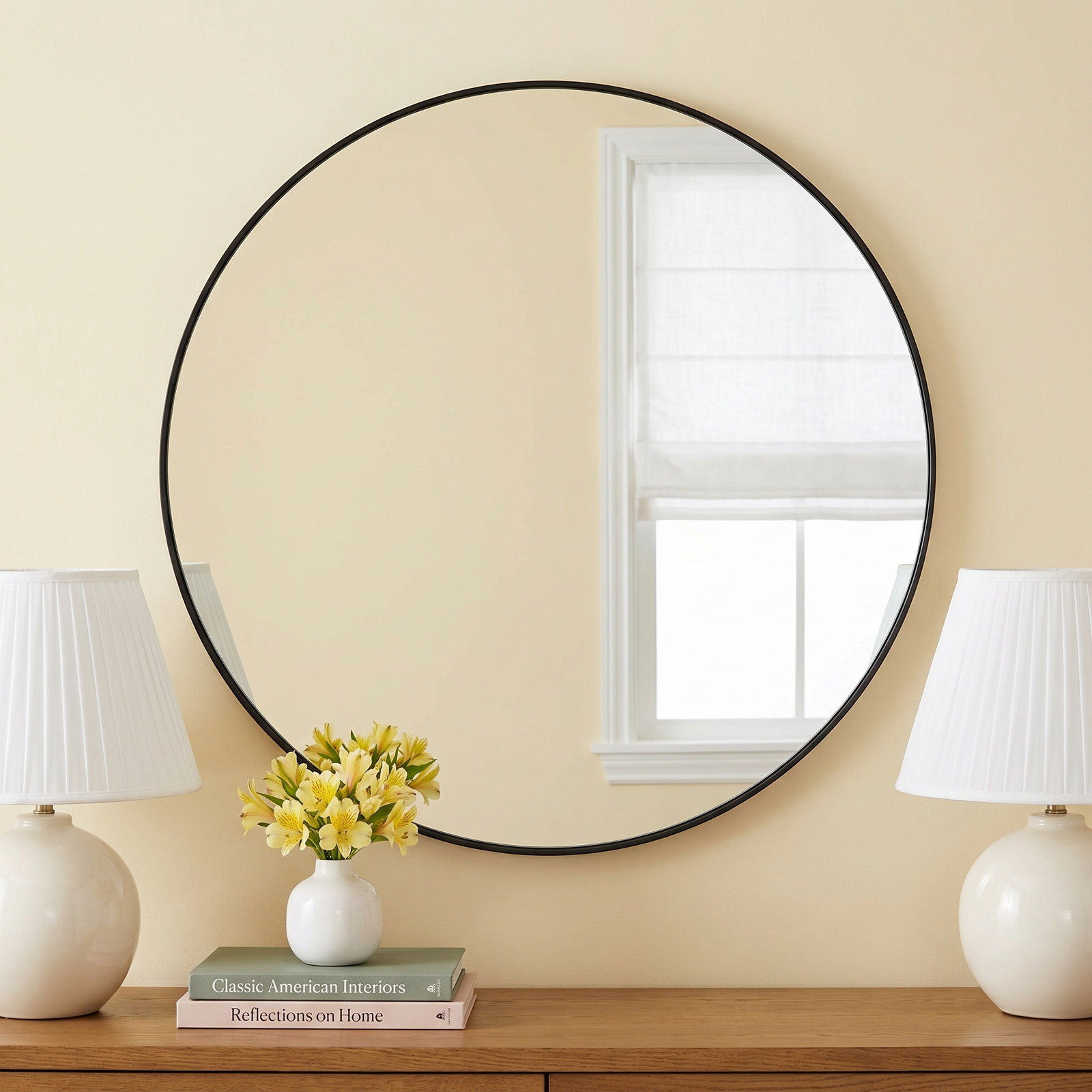 Wall Mirror, 32" x 32", Black