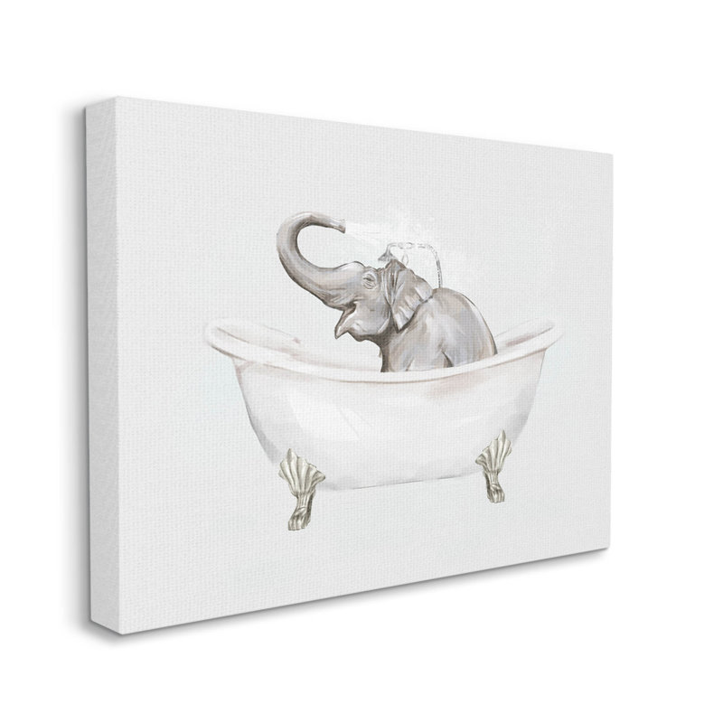 «Happy Elephant Splashing Bathaign», art mural par Ziwei Li, H 16 po x l 20 po x P 1,5 po