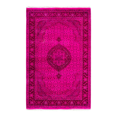 Riggi One-of-a-Kind 4' 1" X 6' 2" New Age Rectangular Wool Area Rug Pink