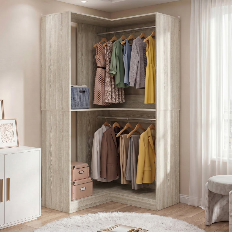 Système de placard d'angle l 32 po avec tringle, Chêne blanc