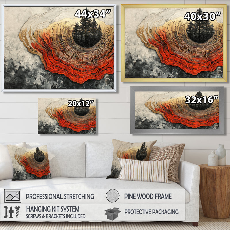 Paysage de rivière Graeff forêt ambrée du soleil III - forêt grand art mural, H 30 po x l 40 po, Toile tendue sur cadre