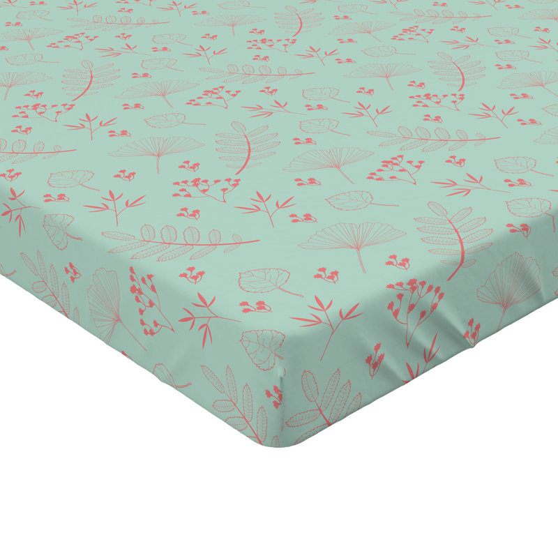 Ensemble de 2 draps-housse dégradés Ambesonne bleu sarcelle très clair bleu pâle et blanc, Corail, vert menthe / floral