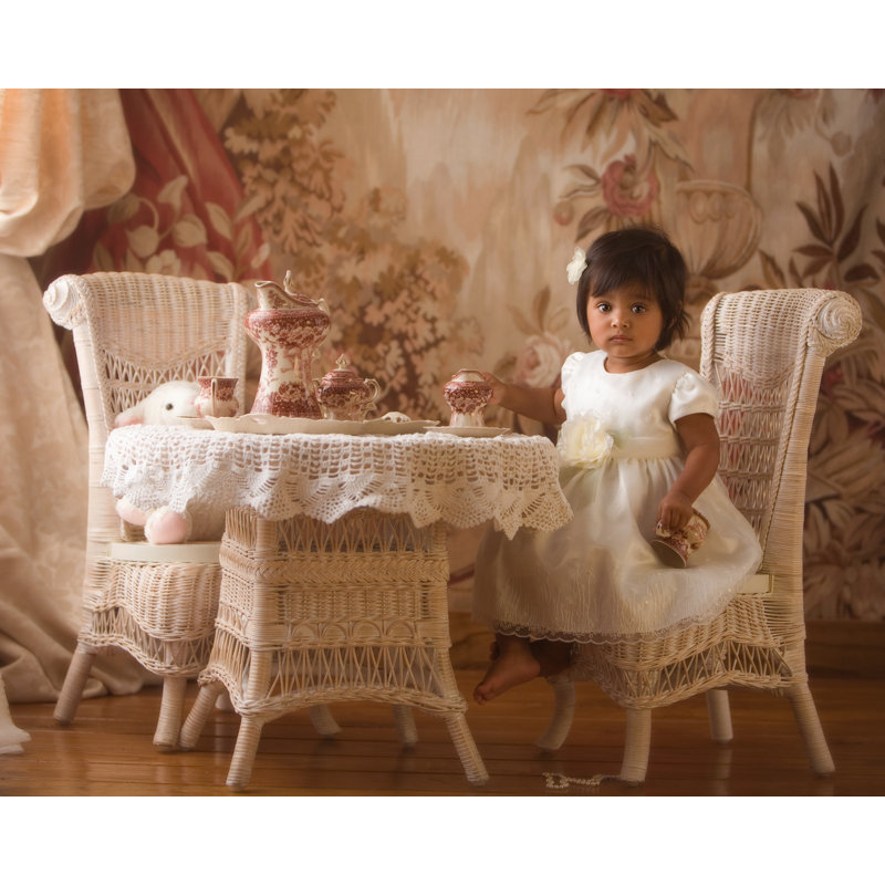 Glick Kids 3 Piece Solid Wood and Chair Set, Whitewash