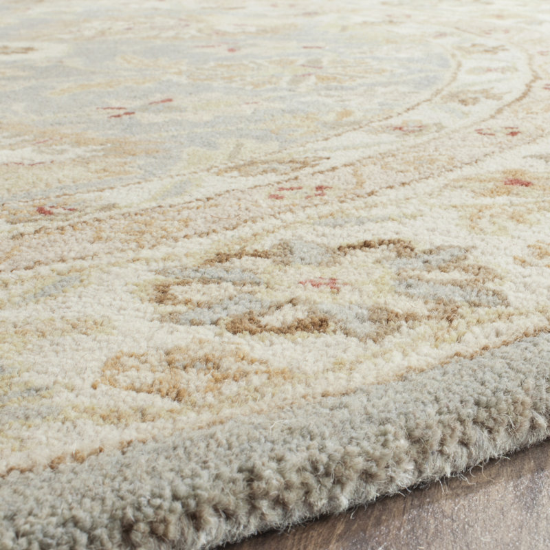 Antiquity Wool Oriental Area Rug in Gray Blue / Beige, Round 8'