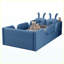 Lit plateforme simple tapissier bleu pour enfants avec coussin en lapin et rails latéraux amovibles