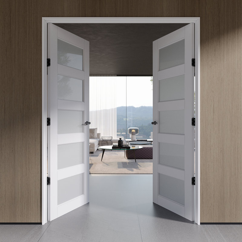Porte de garde-manger intérieure en verre givré à 5 verres avec ensemble de quincaillerie French Doors, 36 po x 80 po