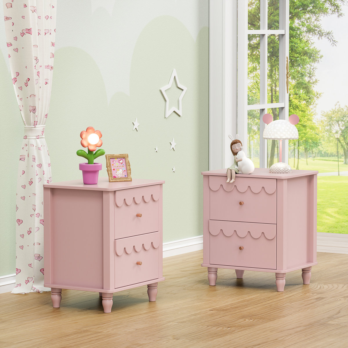 Pink Scalloped Nightstand