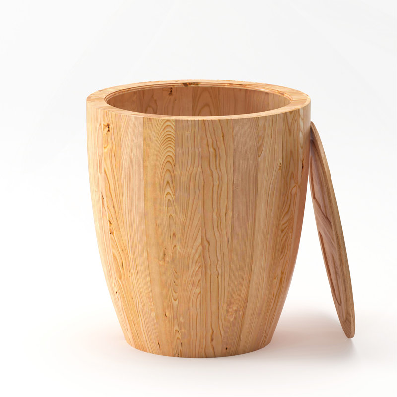 Table de bout style rétro en forme de seau avec rangement Table d'appoint moderne en bois, Naturel