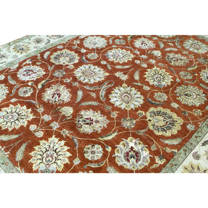 Wool Oriental Area Rug in Rust/Ivory/Gray