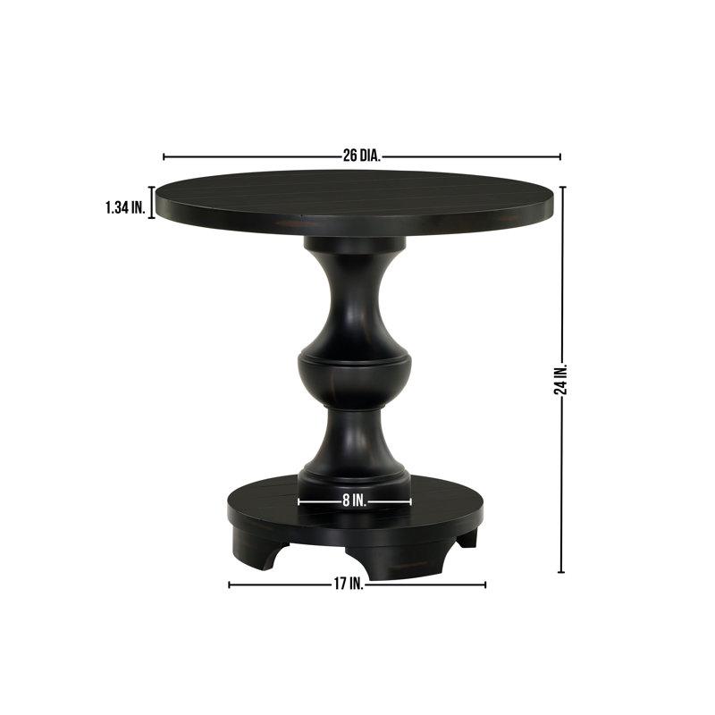 Caesar Traditional Round Pedestal End Table, Black