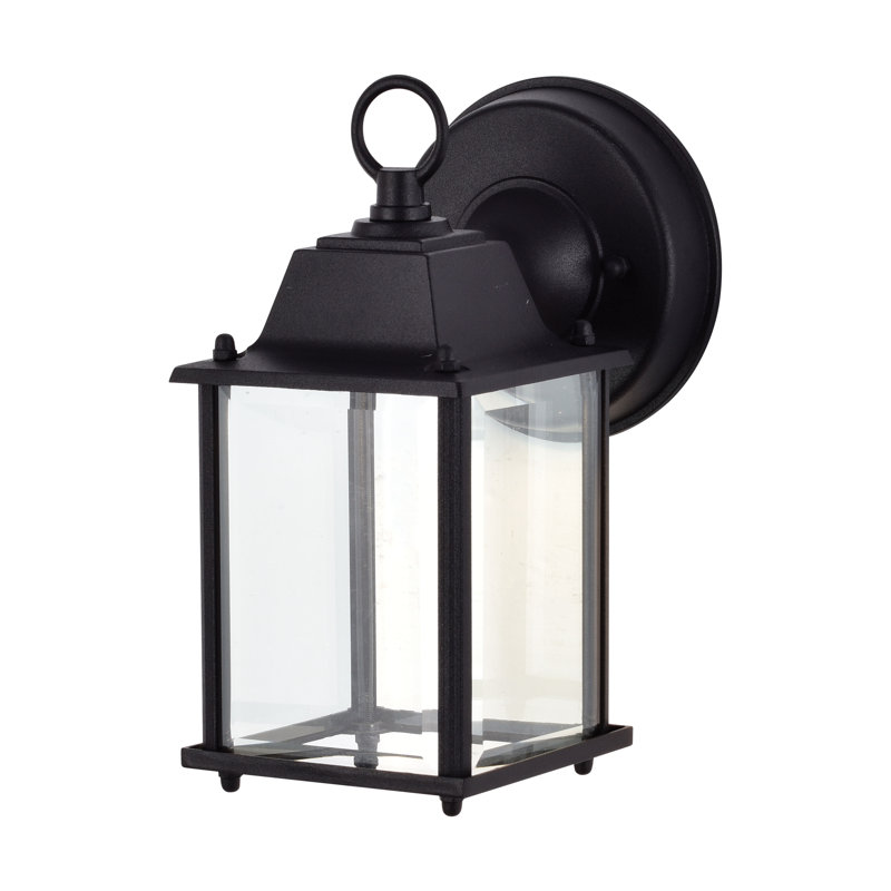 8 watts - 3000K - Lanterne cubique à DEL - Finition noire - Verre biseauté transparent