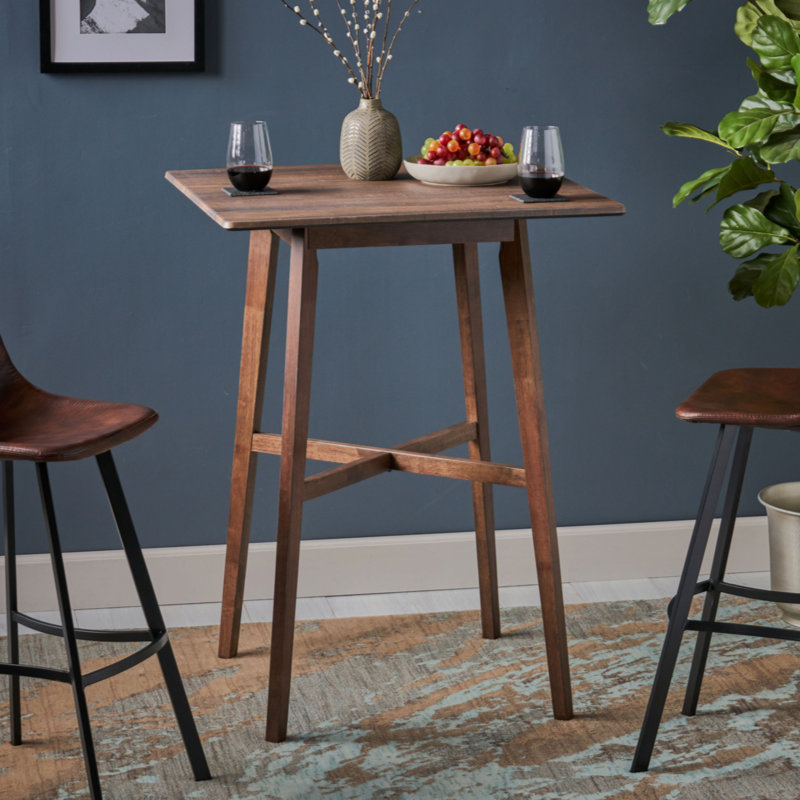 Chesterville dining room table，Modern Bar Height 42" Dining Table, Rubberwood Legs and Laminate Table Top, Walnut
