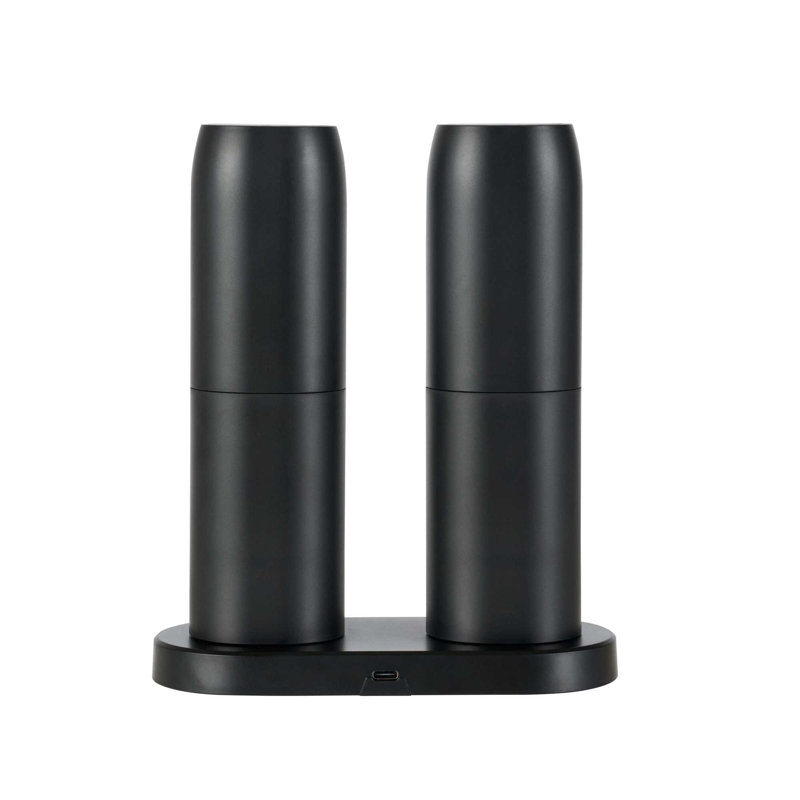  Moulin à sel électrique 1 pièce 6,5 pouces en acier inoxydable automatique moulin à épices rechargeable USB avec noyau en céramique et grosseur réglable noir