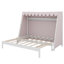 Structure de lit en bois avec lit gigogne, tente à carreaux, lumière DEL chaude, tablette de rangement-1456463058