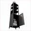 Armoires, armoire de rangement en bambou naturel noir avec porte à volets Étagère à 3 niveaux, organisateur de tour de lin autoportant | Minimaliste | Salle de bain-2030955665