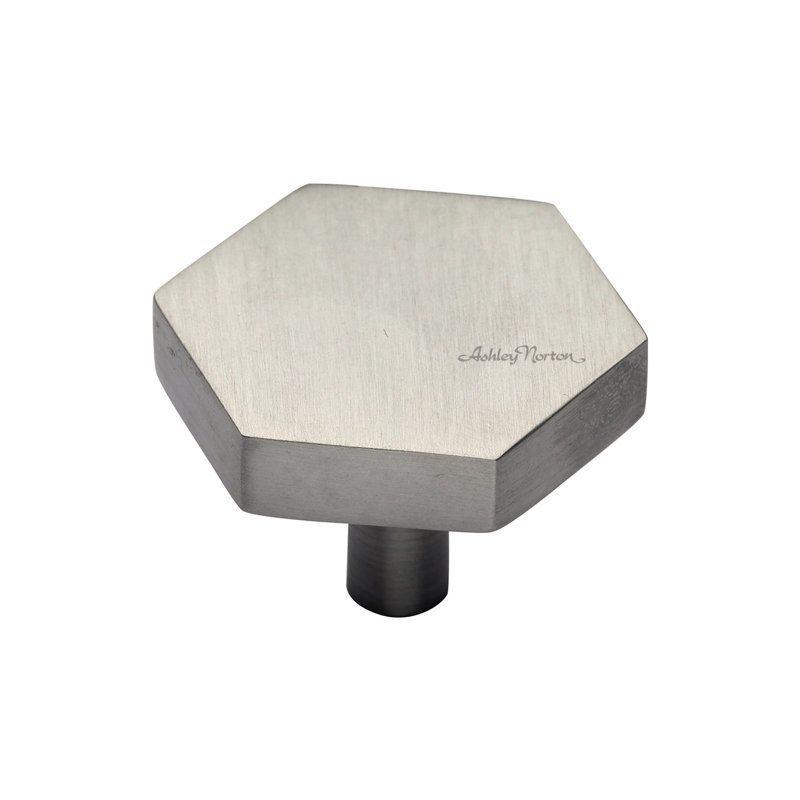 Hex 1 3/8" Length Geometric Knob, Satin Nickel, 1 3/4"